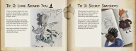 Tips spread — Look Around You and Secret Snapshots, with sketchbook examples